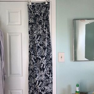 Lily Pulitzer Coral Print Navy Maxi Dress